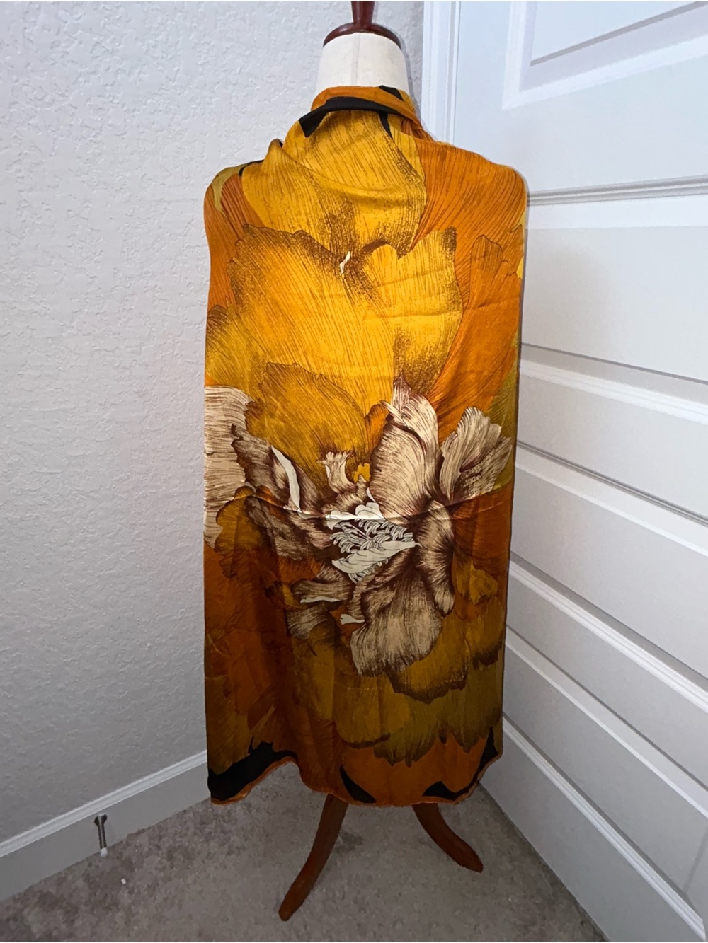 Floral Print 100% Silk Statement Scarf Shawl Wrap